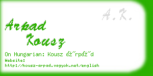 arpad kousz business card